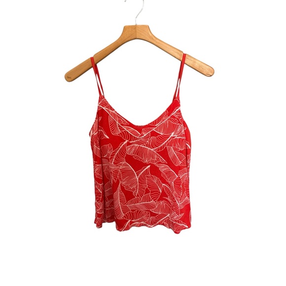 P.J. Salvage Orange White Leaf Print Spaghetti Strap Cami Sleep Top Small - Picture 1 of 7